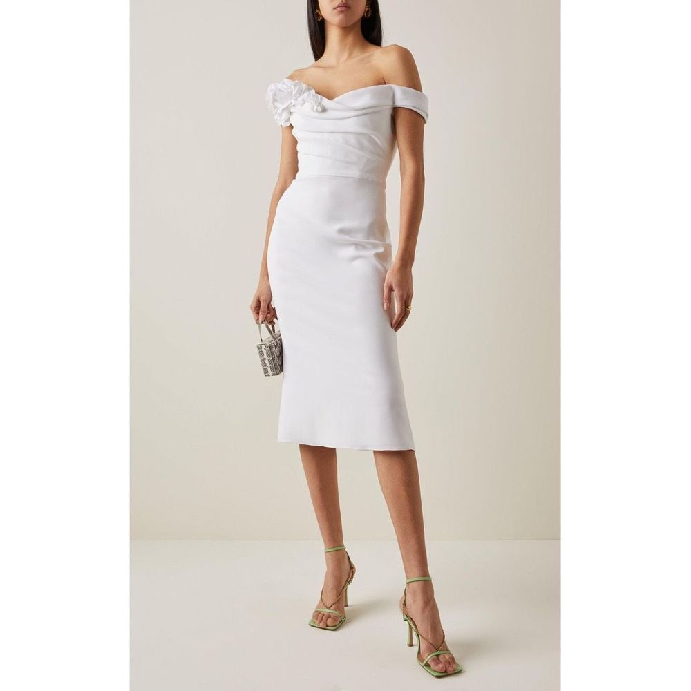 Marchesa Off-Shoulder White Dress SIZE 6 - Picture 2 of 12